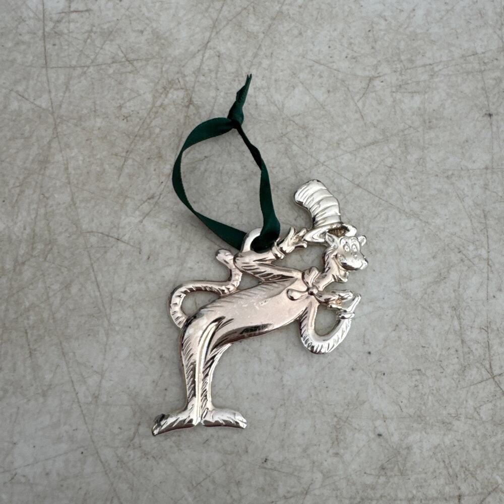 Vtg Cat in the Hat Silver Plated Ornament Dr Seuss Movie Merch 2003